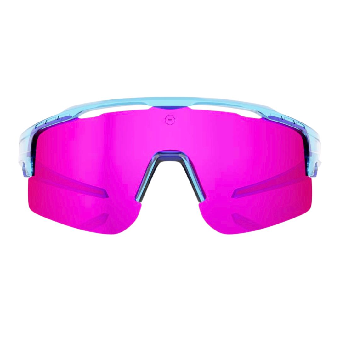 Pink and blue Cotton Candy Solaro Shades baseball and softball sunglasses.