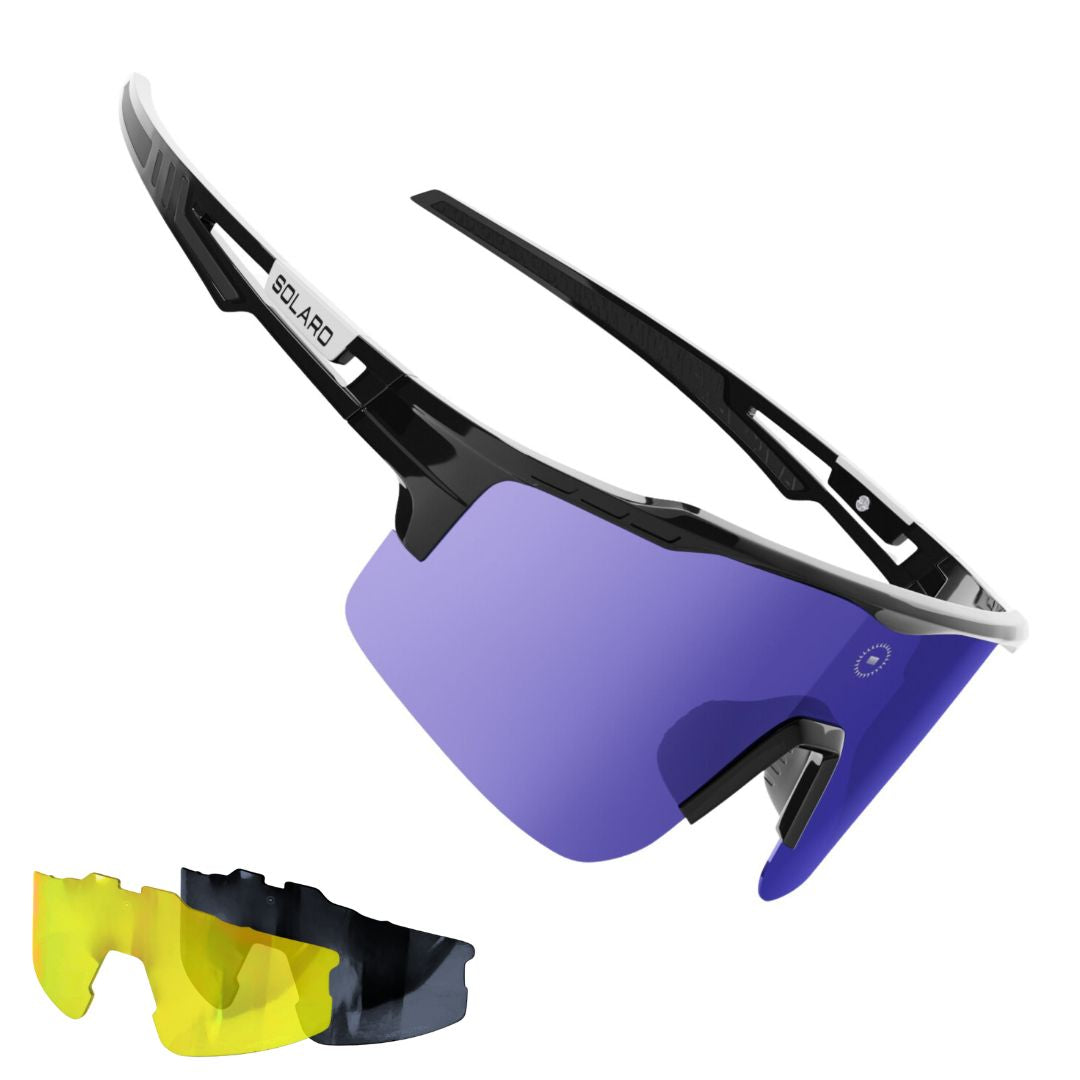 Solaro Shades Cosmos baseball sunglasses in Purple Star – sports eyewear for athletes.