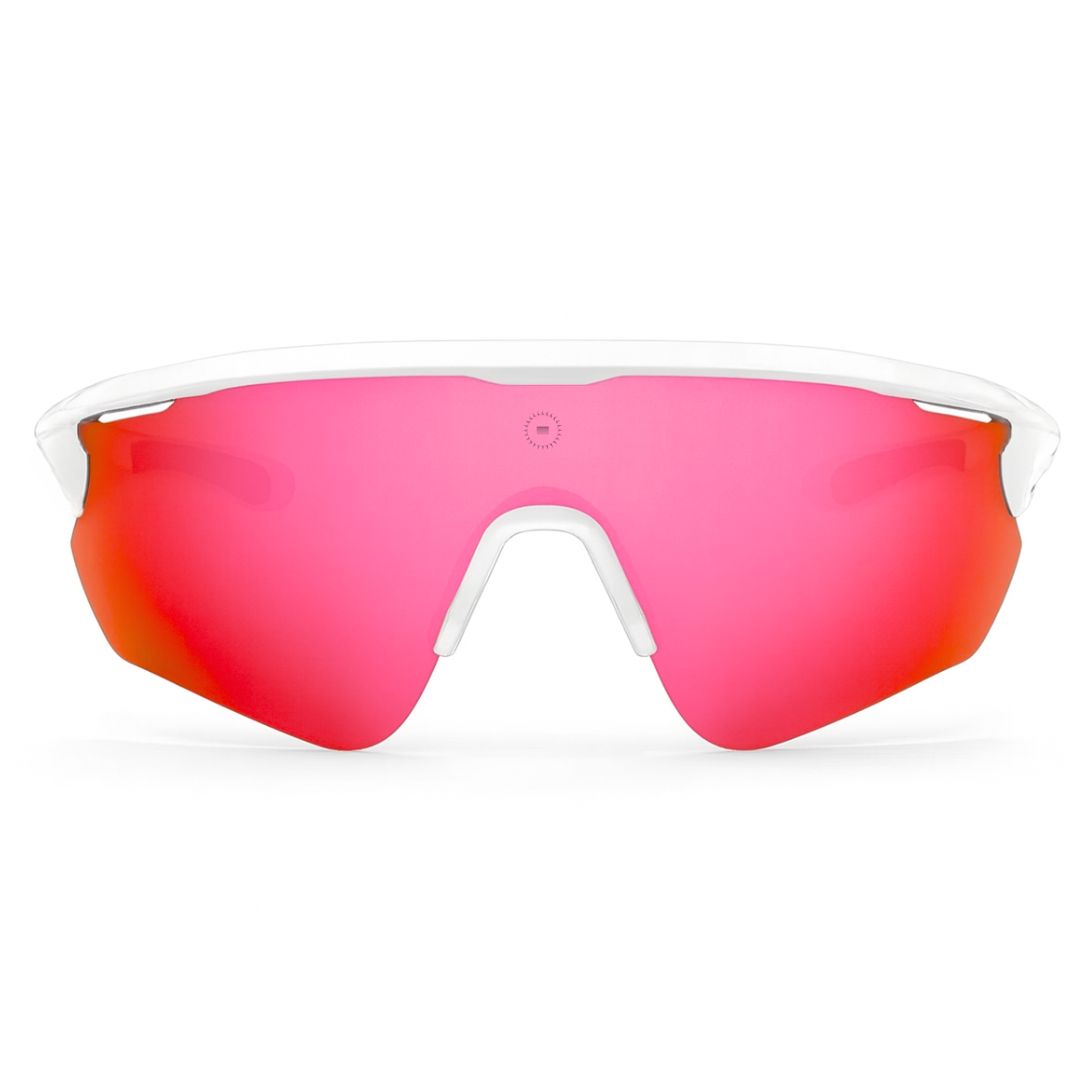 Solaro Shades Nova Sunglasses for baseball and softball. White frame and red lens. Best sunglasses for baseball. Multiple lenses included.