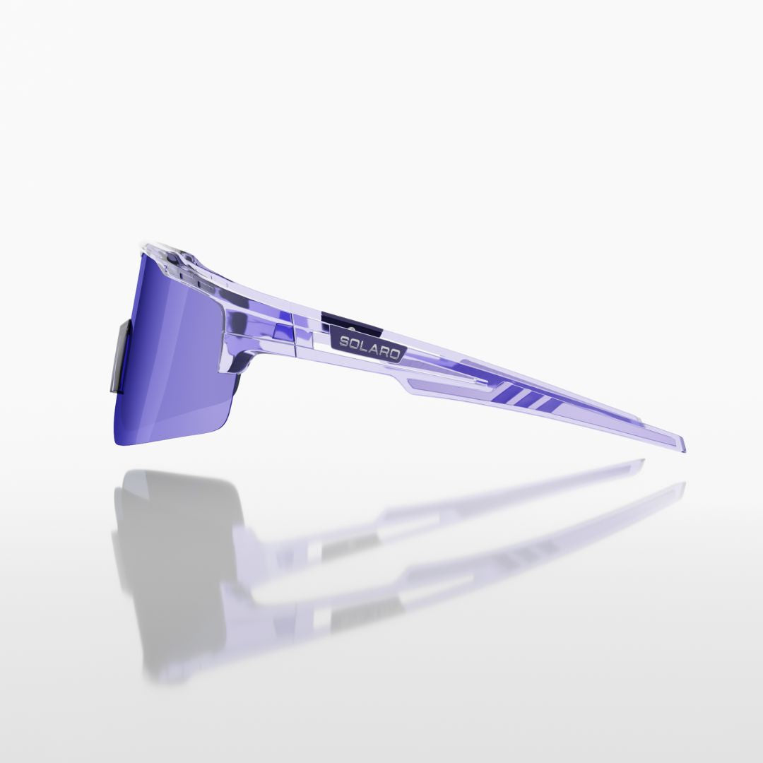 Solaro Shades Purple Crush baseball sunglasses sunglasses, softball sunglasses, pickleball sunglasses and running sunglasses for athletes who want the best sunglasses for their sport. Worn by LSU baseball and more.