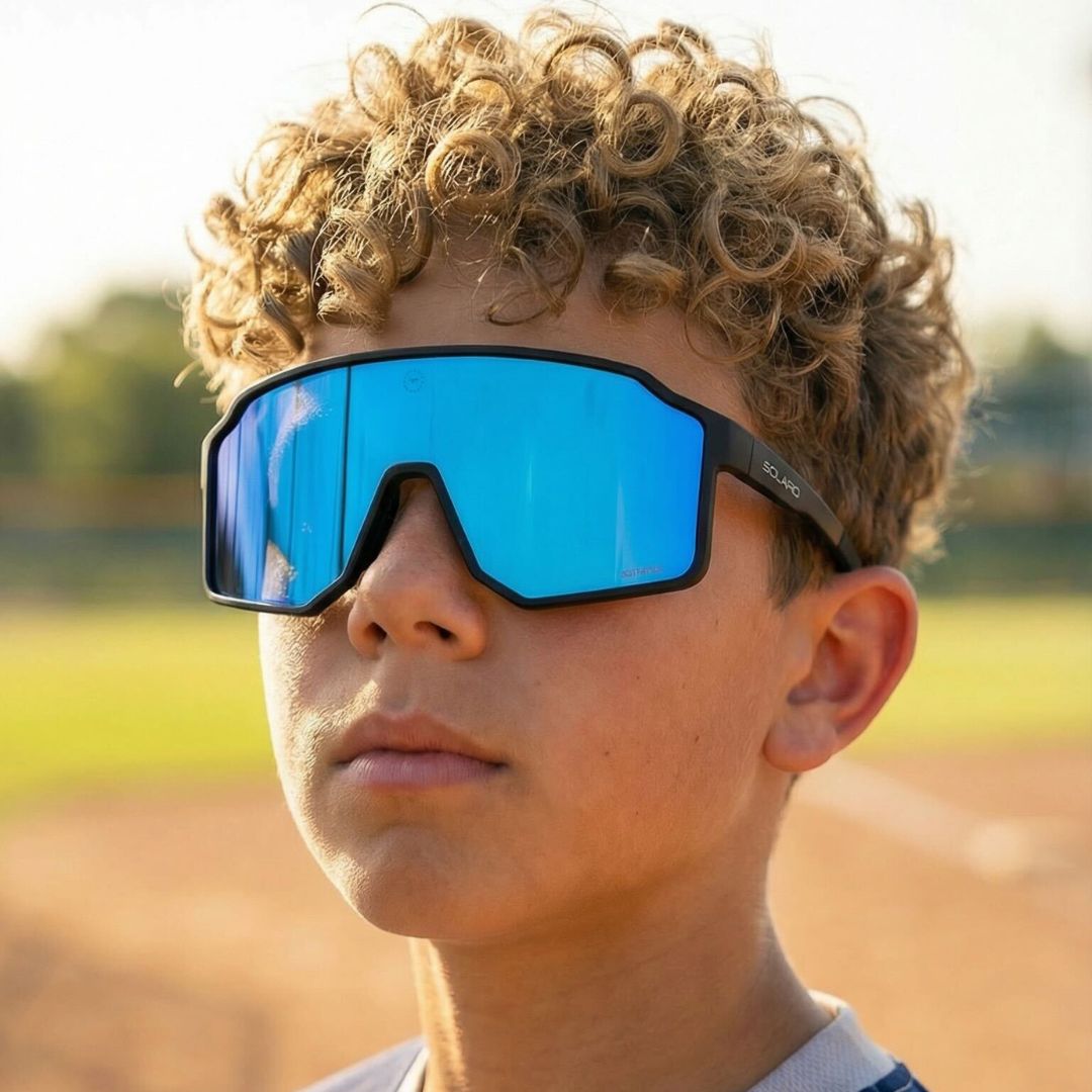 Kid wearing kids sunglasses from Solaro Shades youth sunglasses.