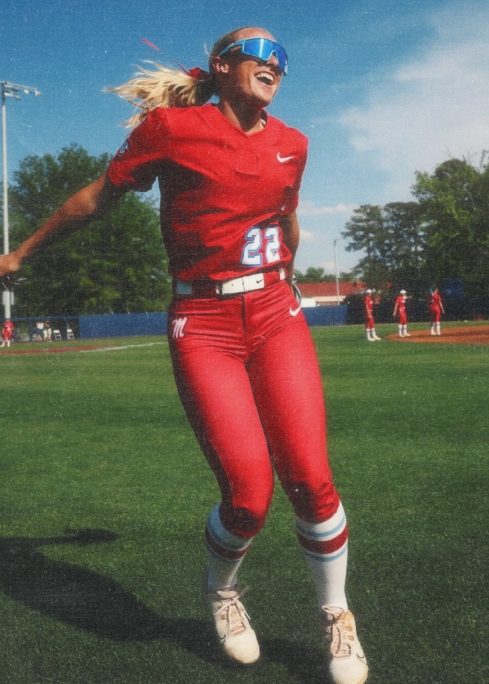 Taylor Malvin of Ole Miss softball wearing Solaro Shades softball glasses.