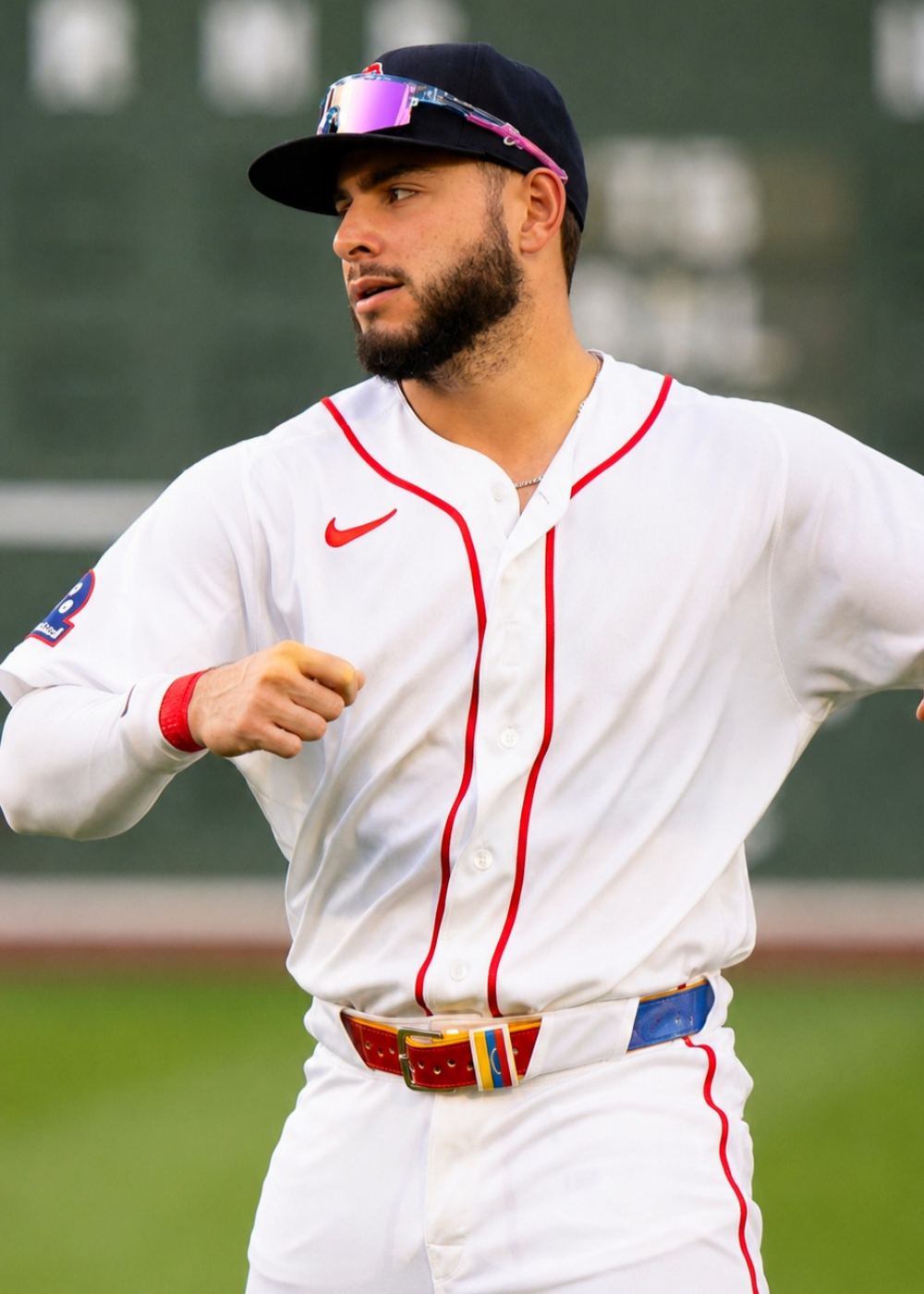 Baseball sunglasses from Solaro Shades worn by Wilyer Abreu of the Boston Red Sox.
