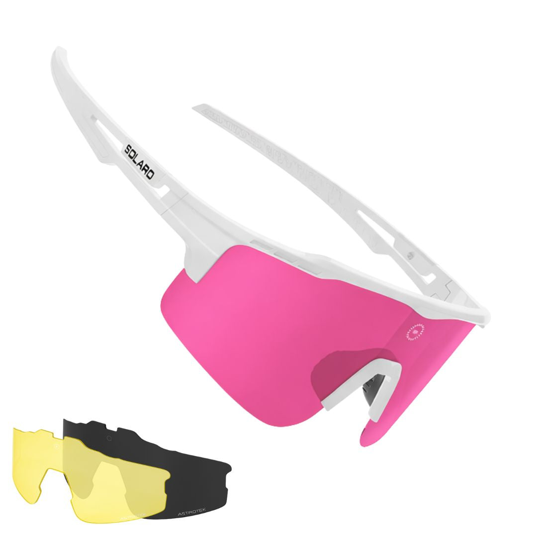 Solaro Shades Pink Flash baseball sunglasses sunglasses, softball sunglasses, pickleball sunglasses and running sunglasses for athletes who want the best sunglasses for their sport.