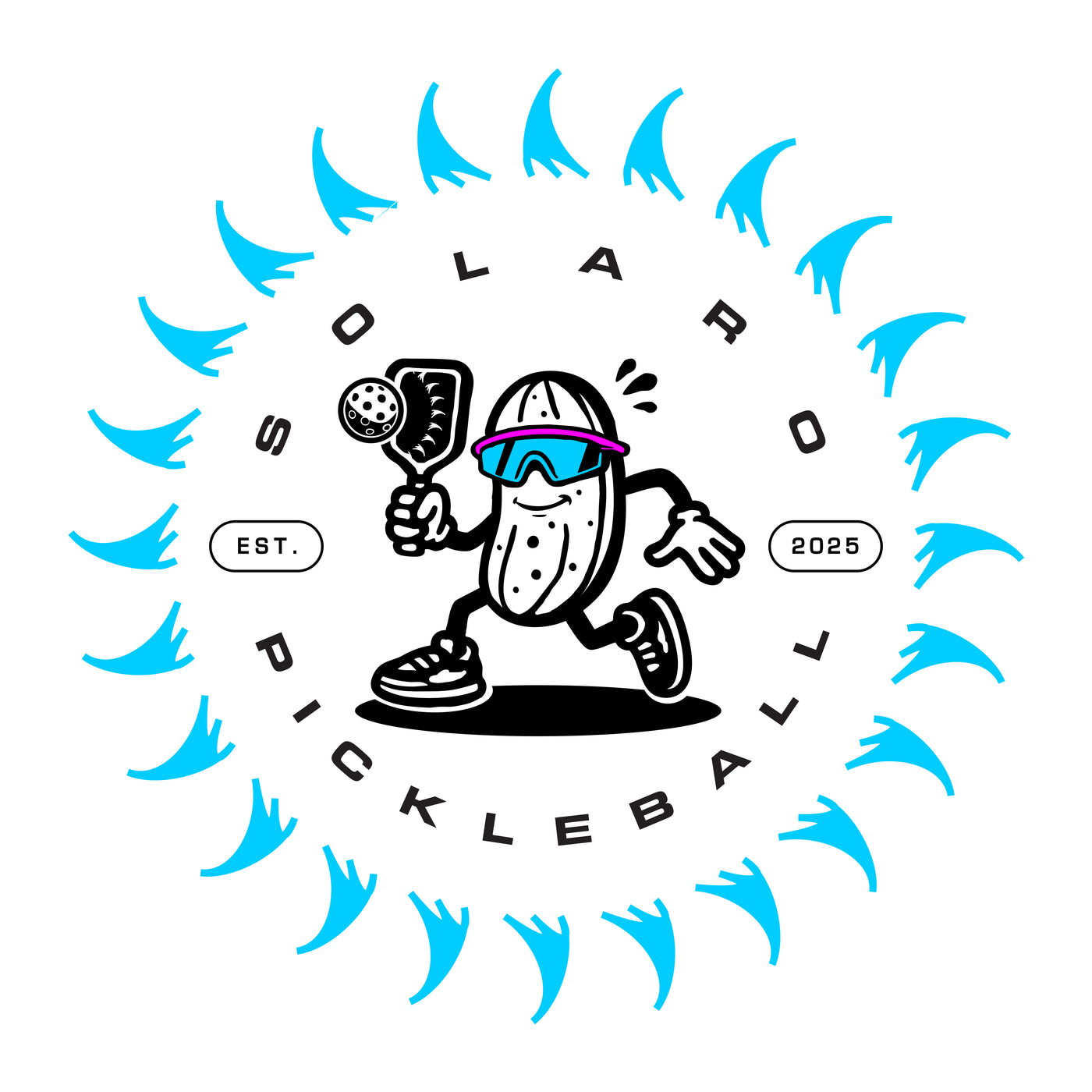 Solaro Shades Pickleball Logo. A logo for the #1 ranked pickleball sunglasses, as worn by pros.