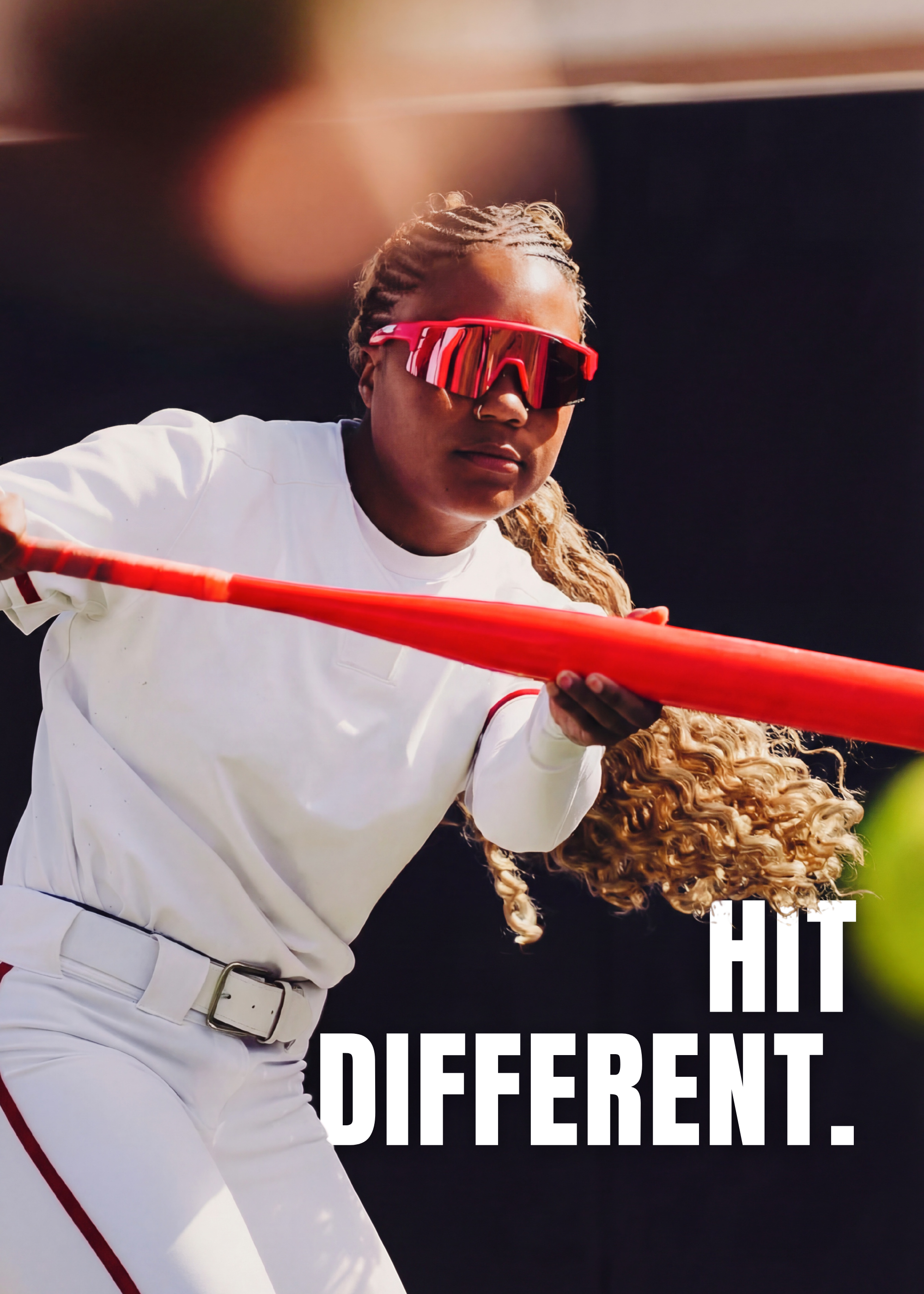 Mihyah Davis of Texas Tech softball wearing Hot Pink Solaro Shades