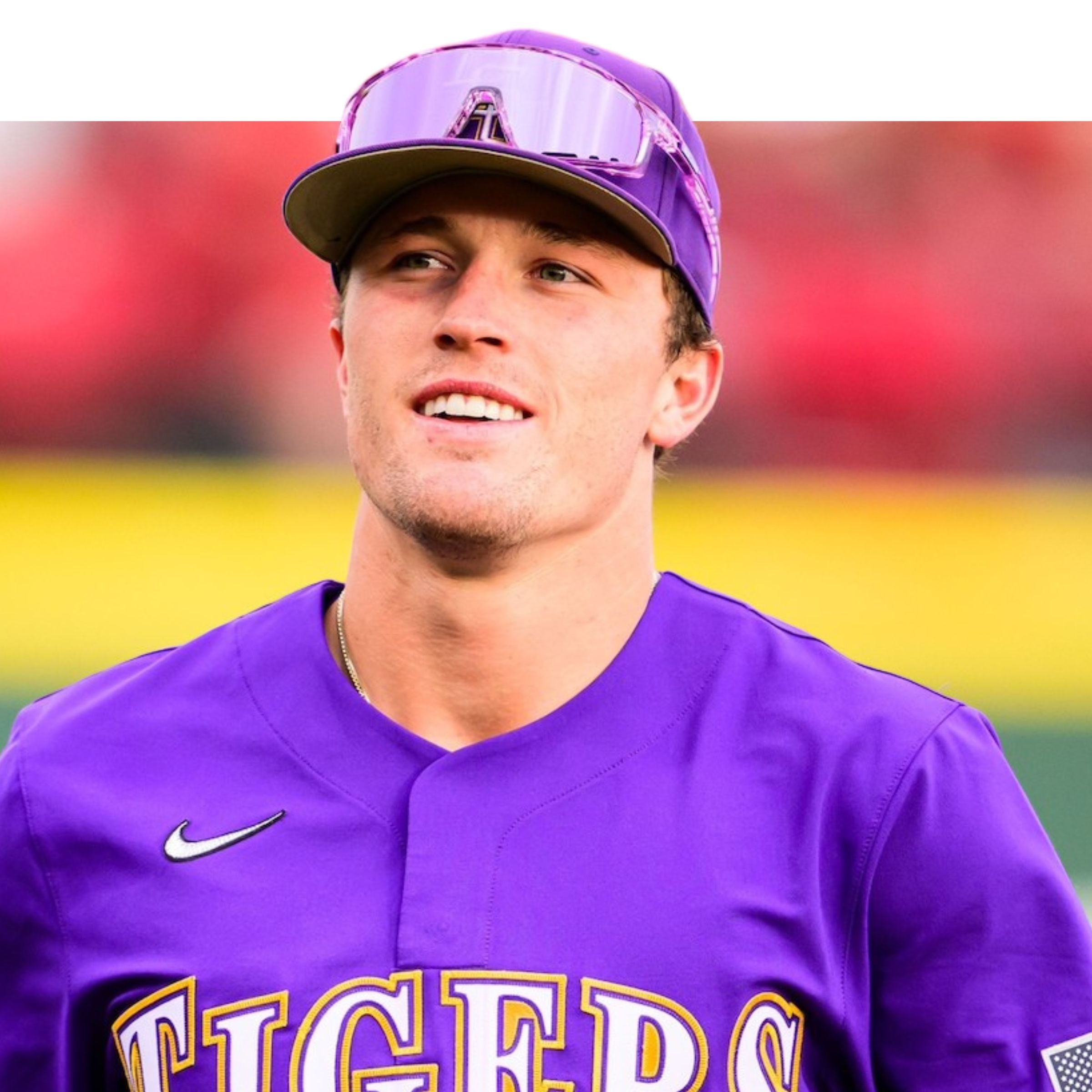 LSU Baseball athlete wearing Solaro Shades baseball sunglasses.