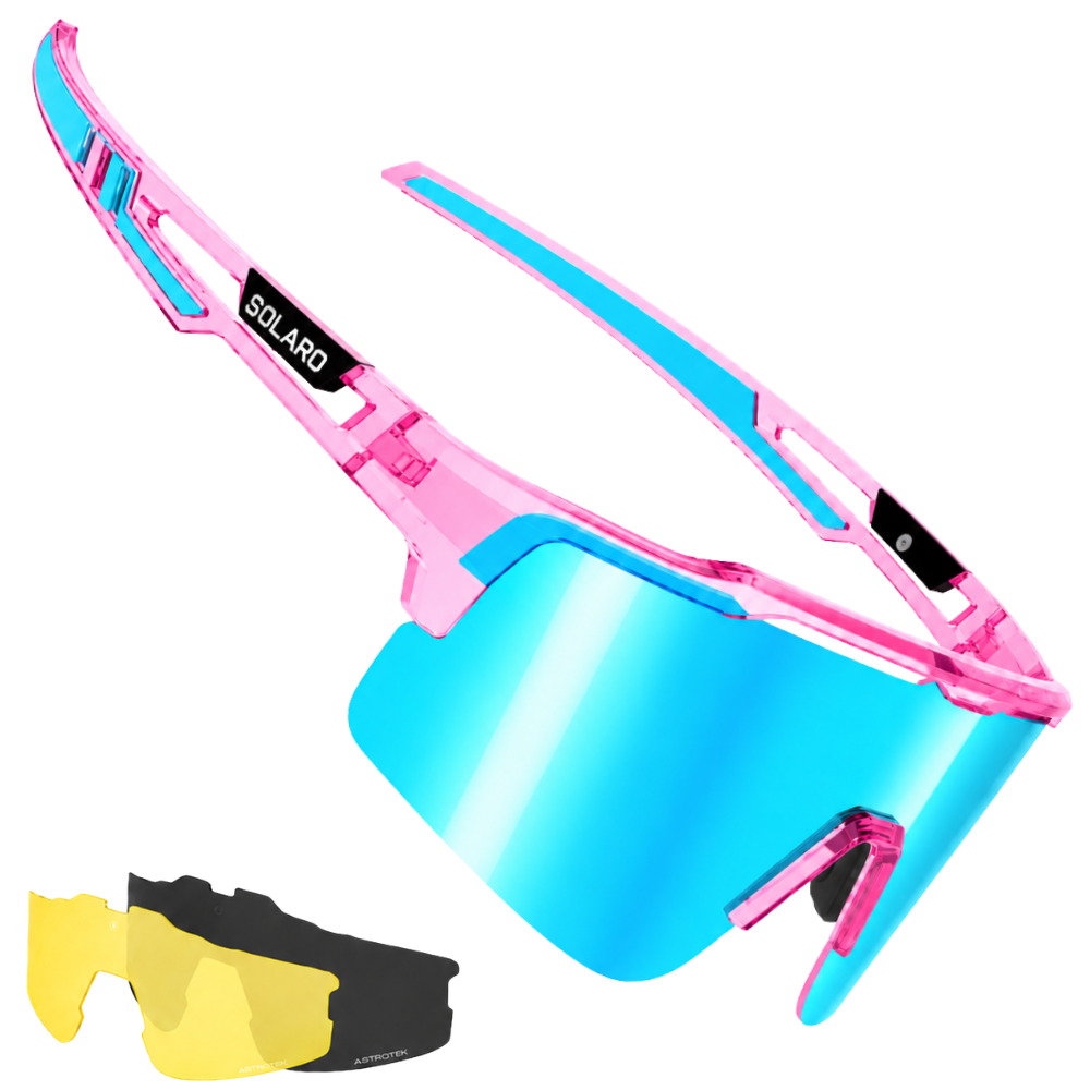 Solaro Shades Cosmos baseball sunglasses in Showstopper pink blue – sports eyewear for athletes.