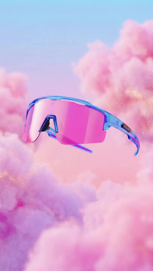 Cotton Candy Cosmos floating among pink clouds and golden sparkles
