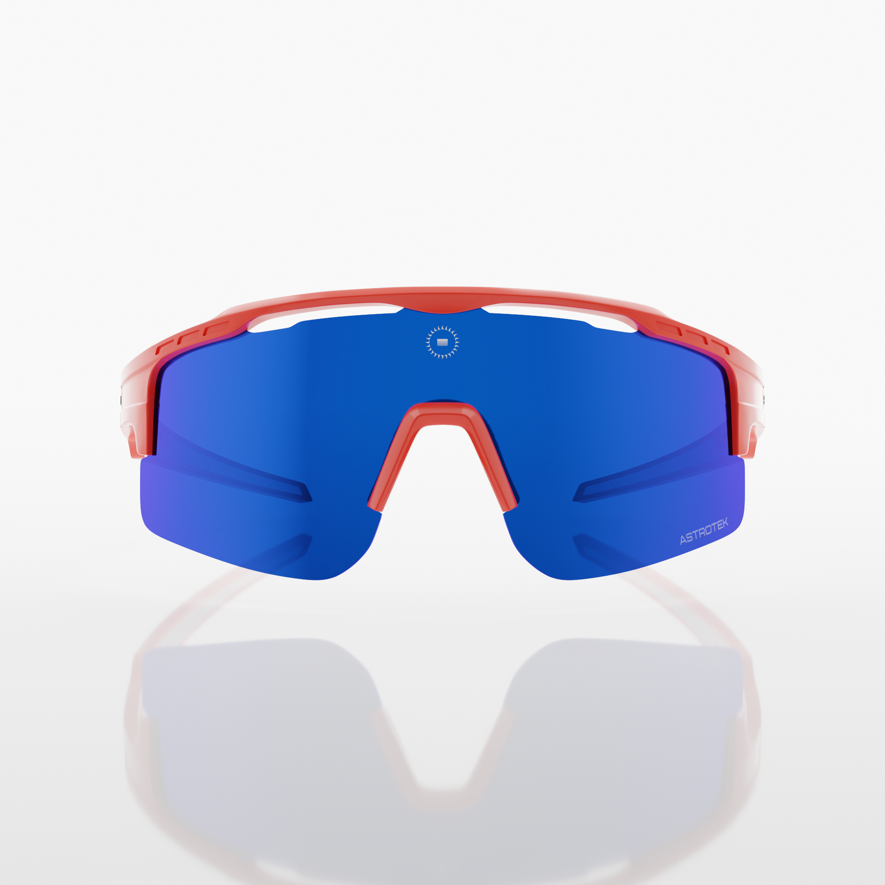 Wilyer Abreu's ABREU 2 Solaro Shades Baseball Sunglasses. A Red frame with blue lenses, includes 2 bonus lenses and the Solaro Lifetime Warranty.