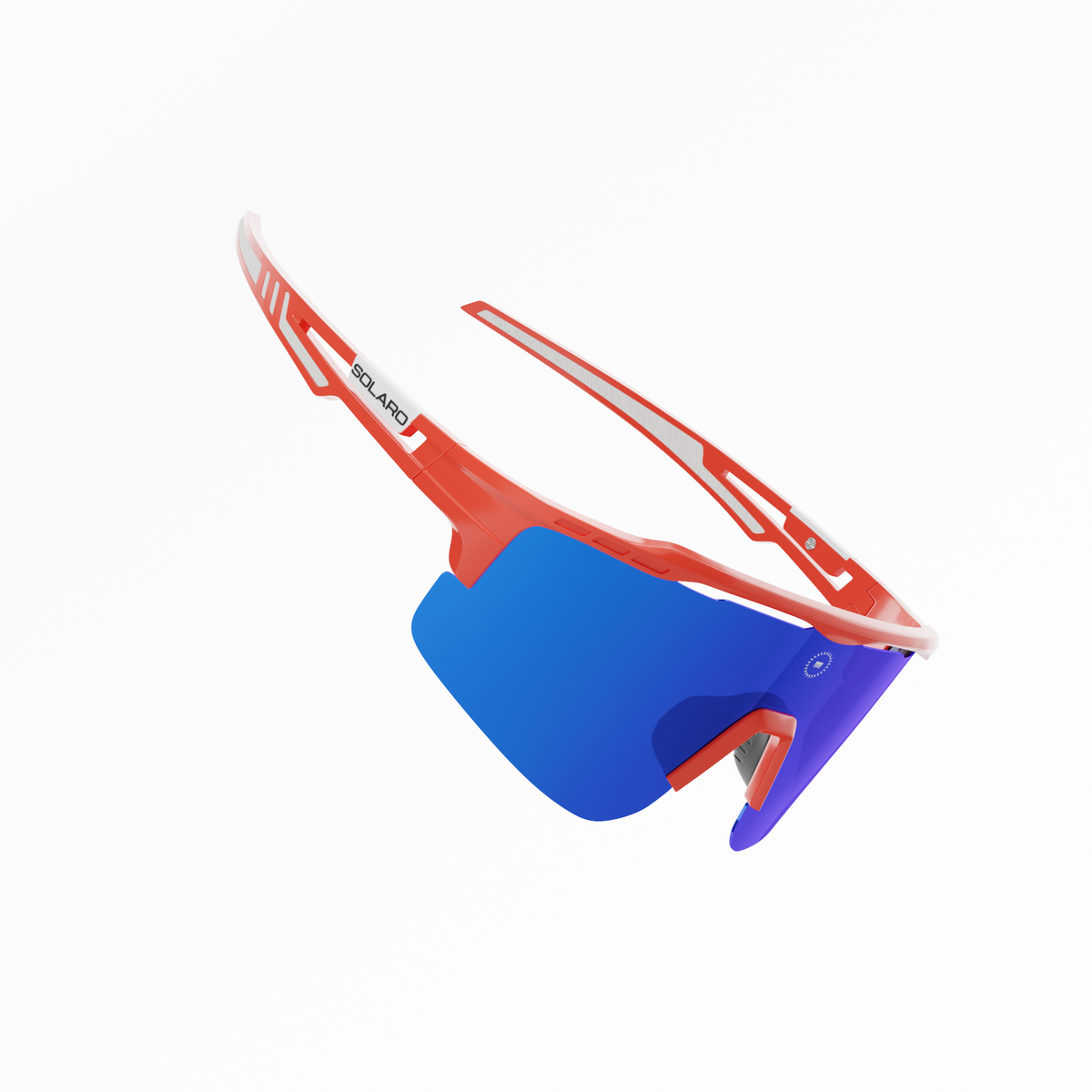 Wilyer Abreu's ABREU 2 Solaro Shades Baseball Sunglasses. A Red frame with blue lenses, includes 2 bonus lenses and the Solaro Lifetime Warranty.