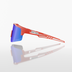 Wilyer Abreu's ABREU 2 Solaro Shades Baseball Sunglasses. A Red frame with blue lenses, includes 2 bonus lenses and the Solaro Lifetime Warranty.