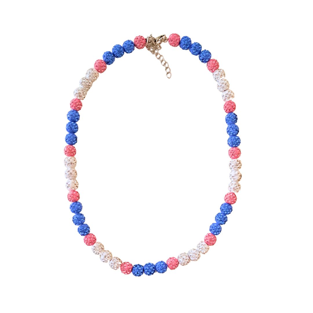 DRIPZ BEADED NECKLACE - Pink, Blue and White