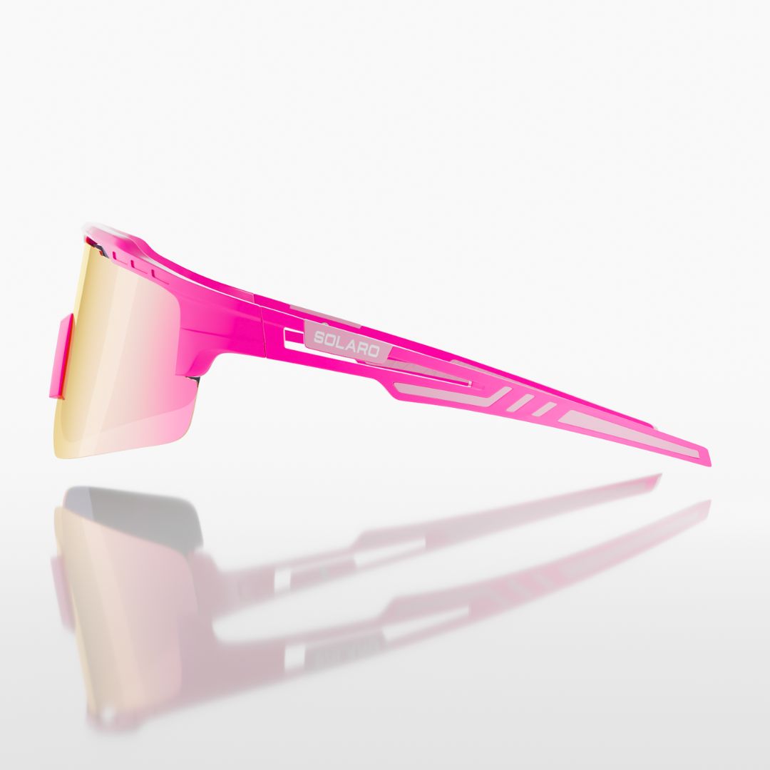Solaro Shades Hot Pink baseball sunglasses, softball sunglasses, pickleball sunglasses and running sunglasses for athletes who want the best sunglasses for their sport. 