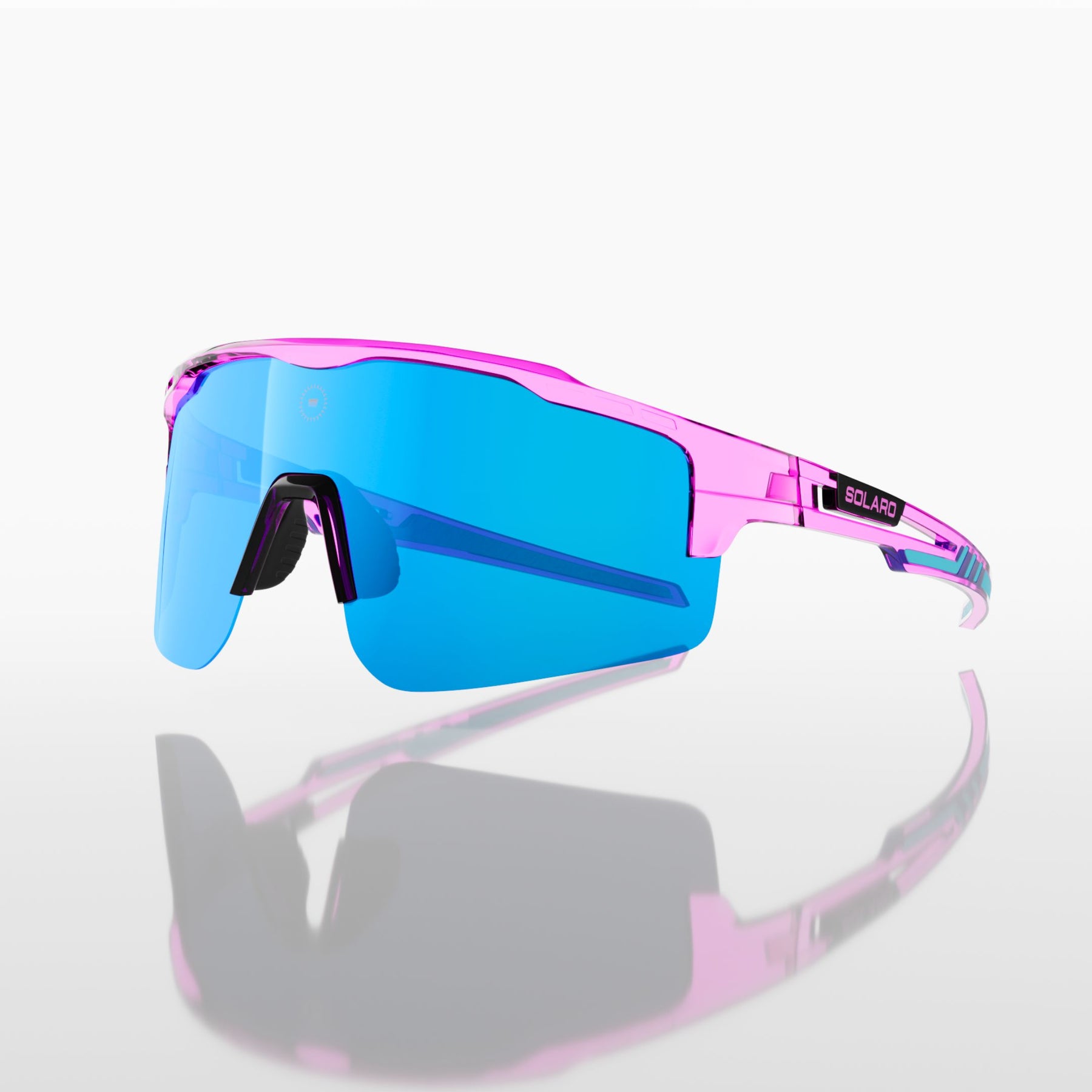Solaro Shades Cosmos baseball sunglasses in Showstopper pink blue – sports eyewear for athletes. 