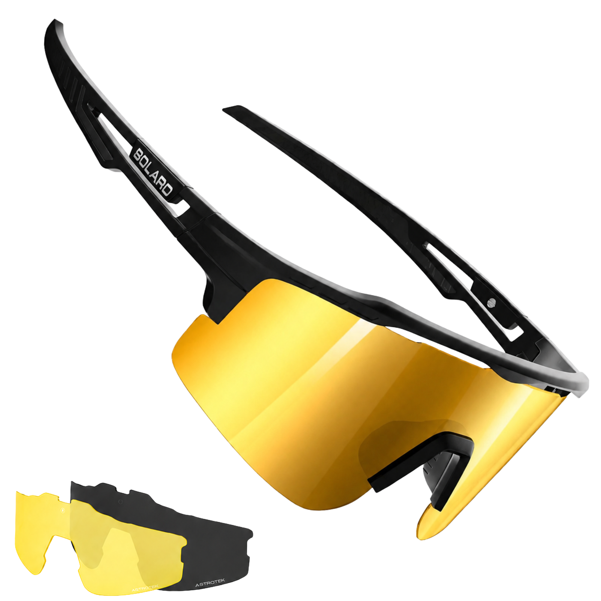 Solaro Shades Cosmos baseball sunglasses in Black Gold – sports eyewear for athletes. 
