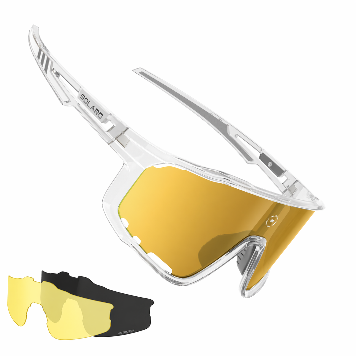 Clear gold baseball sunglasses from Solaro Shades.