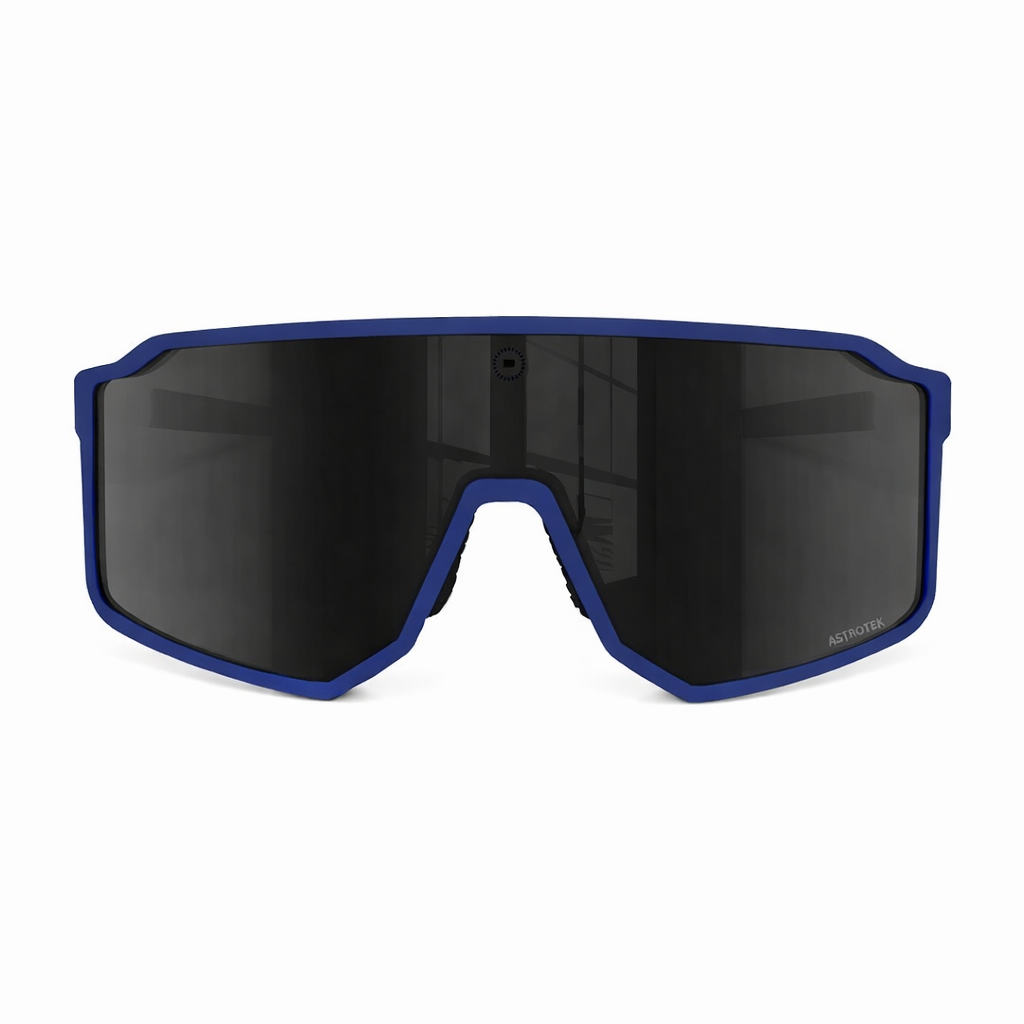 Solaro Shades Youth Midnight Sky Youth Blue sports sunglasses with black lenses on a white background