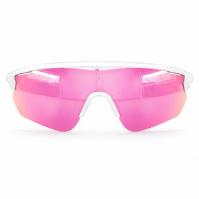 Softball Sunglasses with pink lenses and interchangeable colored lenses on a white background