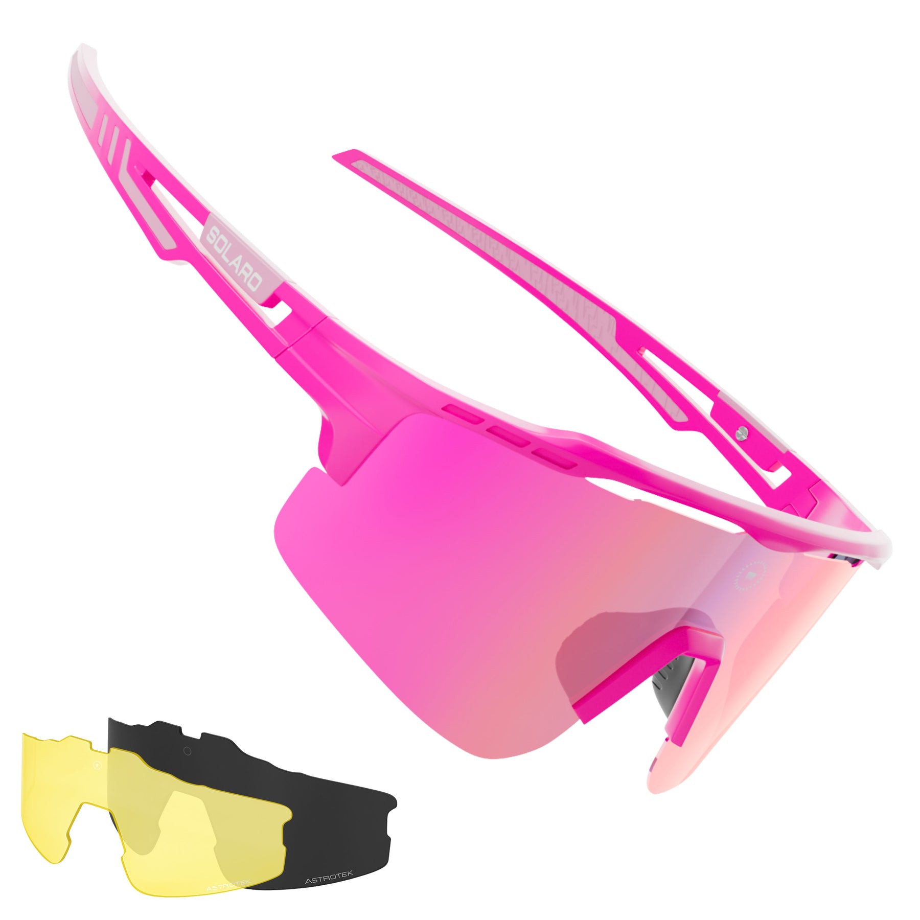 Solaro Shades Hot Pink baseball sunglasses, softball sunglasses, pickleball sunglasses and running sunglasses for athletes who want the best sunglasses for their sport. 
