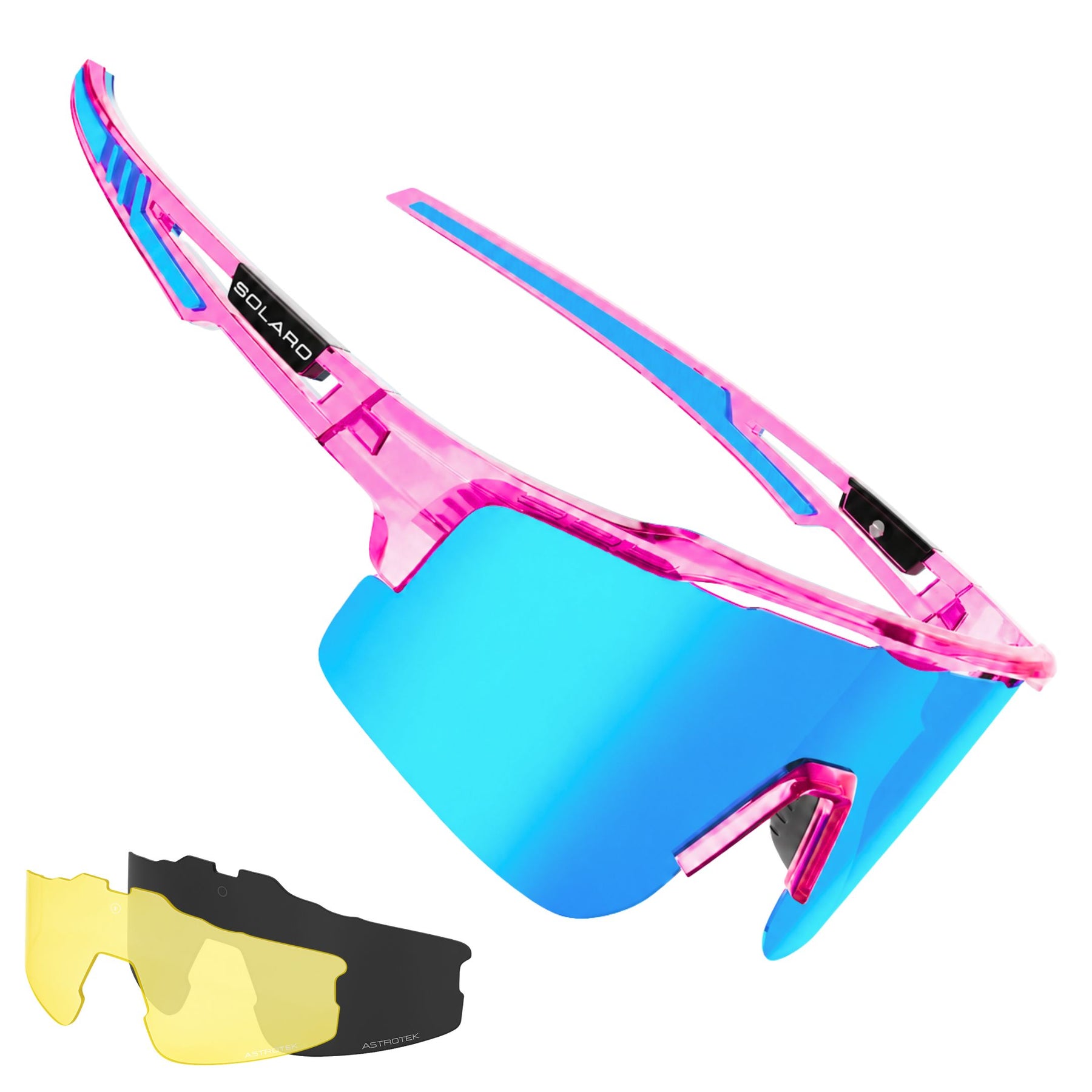 Solaro Shades Cosmos baseball sunglasses in Showstopper pink blue – sports eyewear for athletes. 