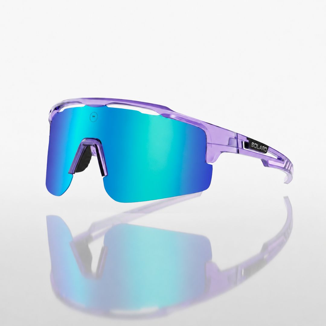 Solaro Shades baseball sunglasses brand purple splash sunglasses