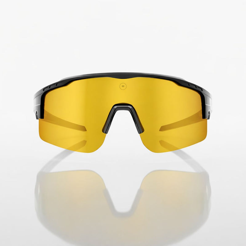 Solaro Shades Cosmos baseball sunglasses in Black Gold – sports eyewear for athletes. 