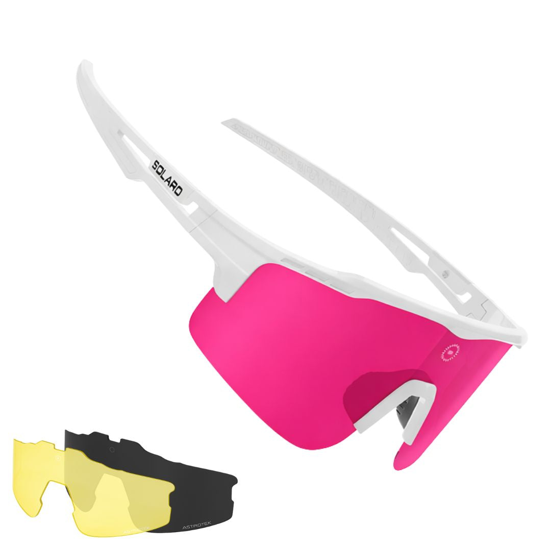 Solaro Shades Pink Flash baseball sunglasses sunglasses, softball sunglasses, pickleball sunglasses and running sunglasses for athletes who want the best sunglasses for their sport. 