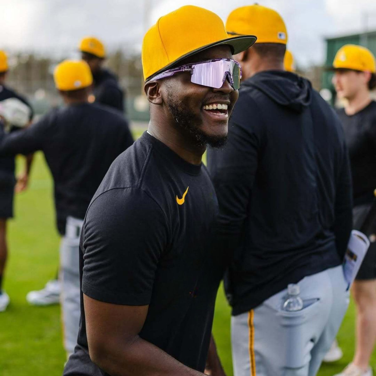 Ronny Simon of the Pittsburg Pirates wearing solaro Shades baseball sunglasses.