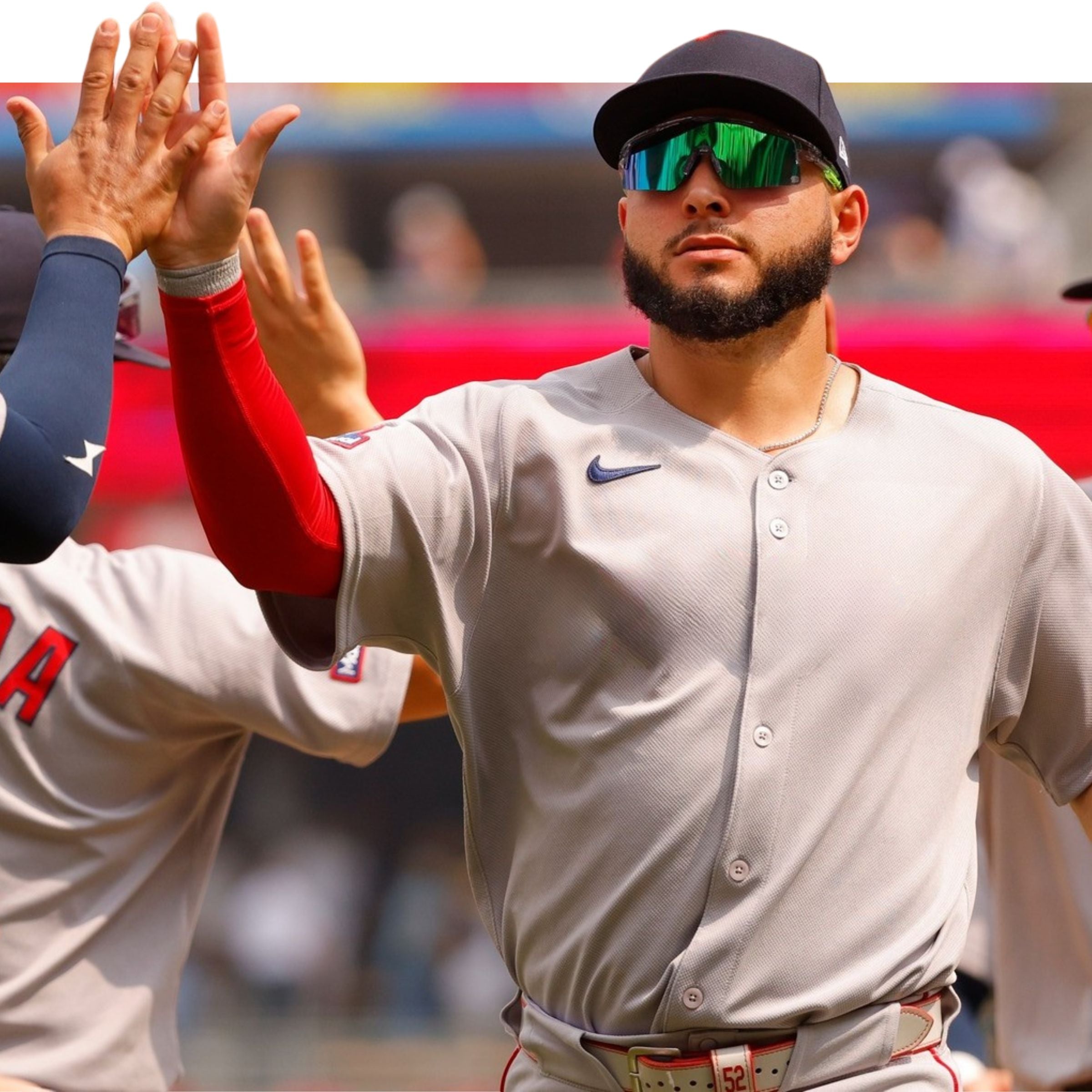 Wilyer Abreu of the Boston Red Sox wearing Solaro Shades baseball sunglasses and sports sunglasses for his MLB games.