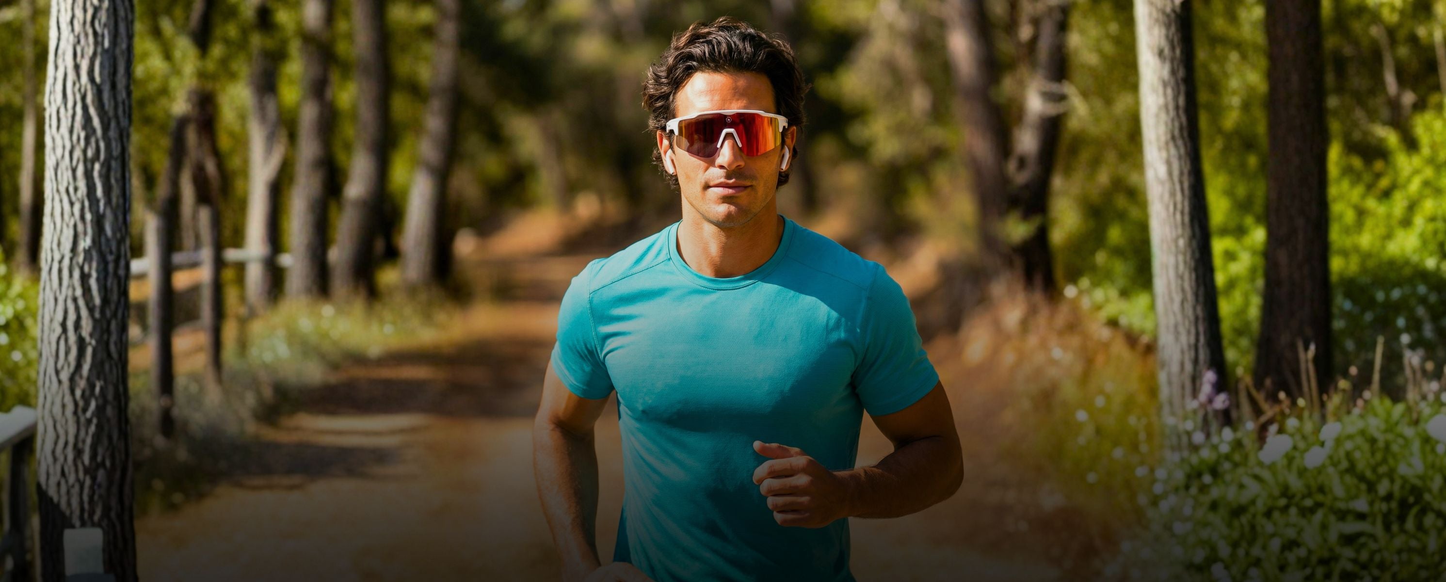 A runner wearing Solaro Shades running sunglasses for his sports sunglasses needs. 