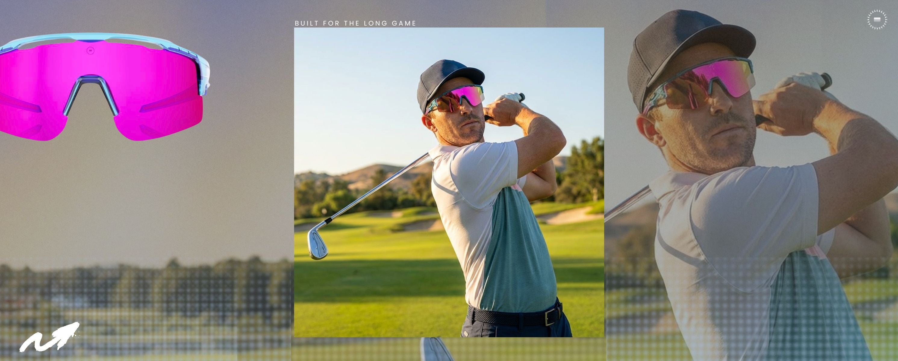 Golfer wearing solaro sports sunglasses for golf, baseball and more. 