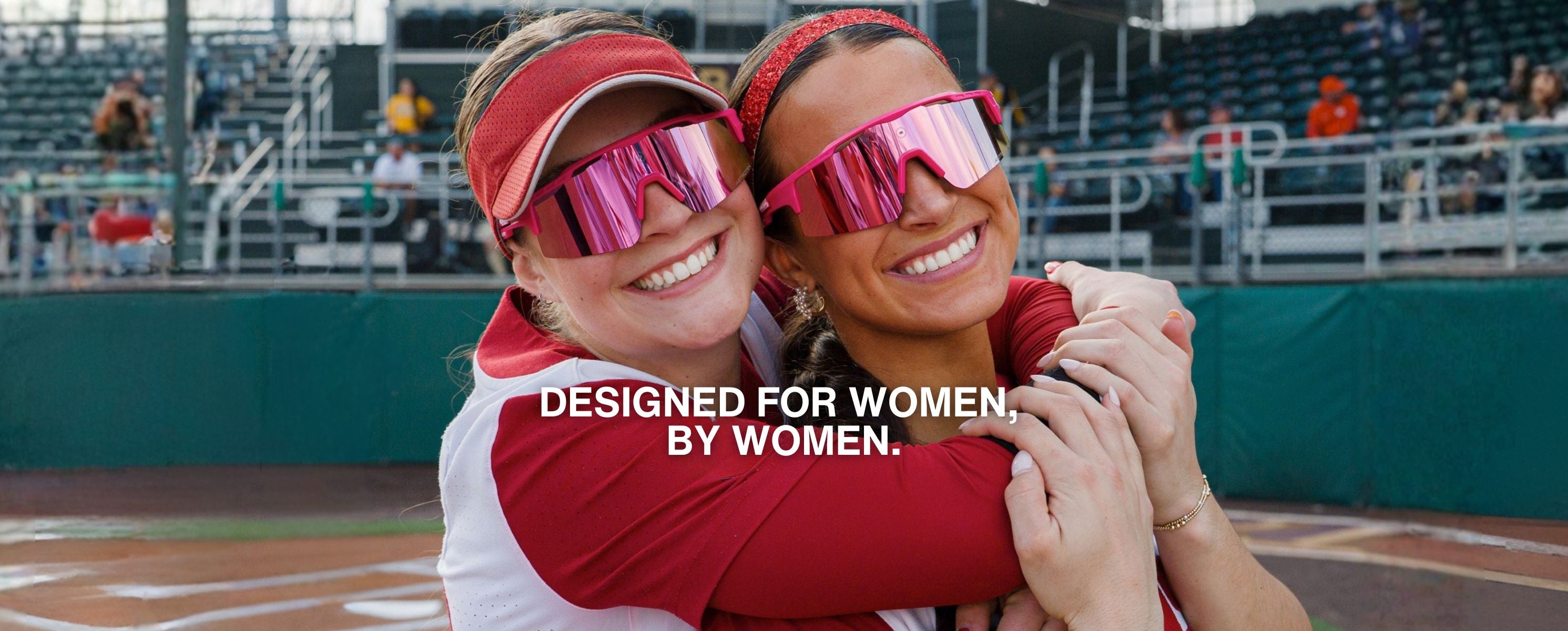 Arkansas Softball athletes wearing Solaro Shades softball sunglasses. 