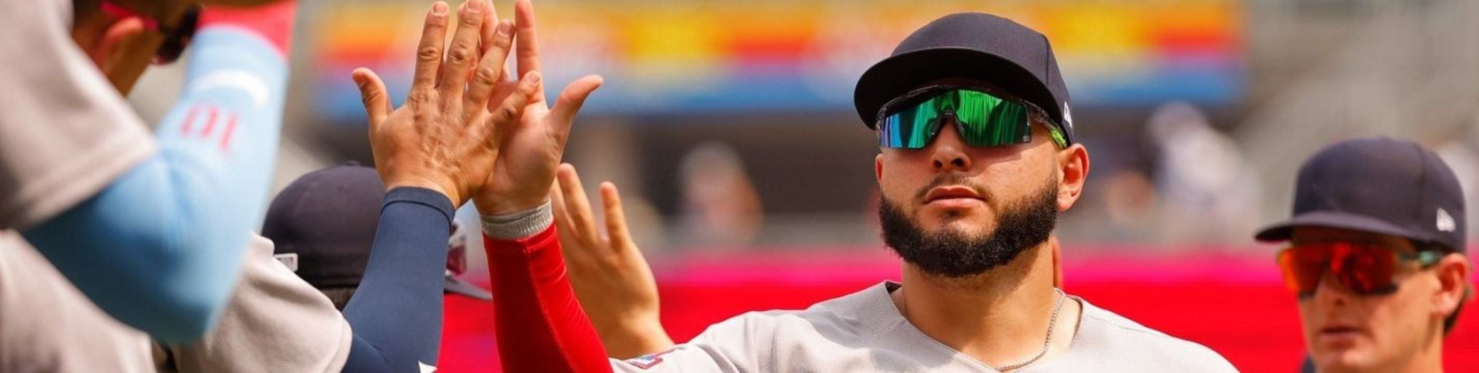 Wilyer Abreu of the Boston Red Sox wearing Solaro Shades baseball sunglasses and sports sunglasses for his MLB games.