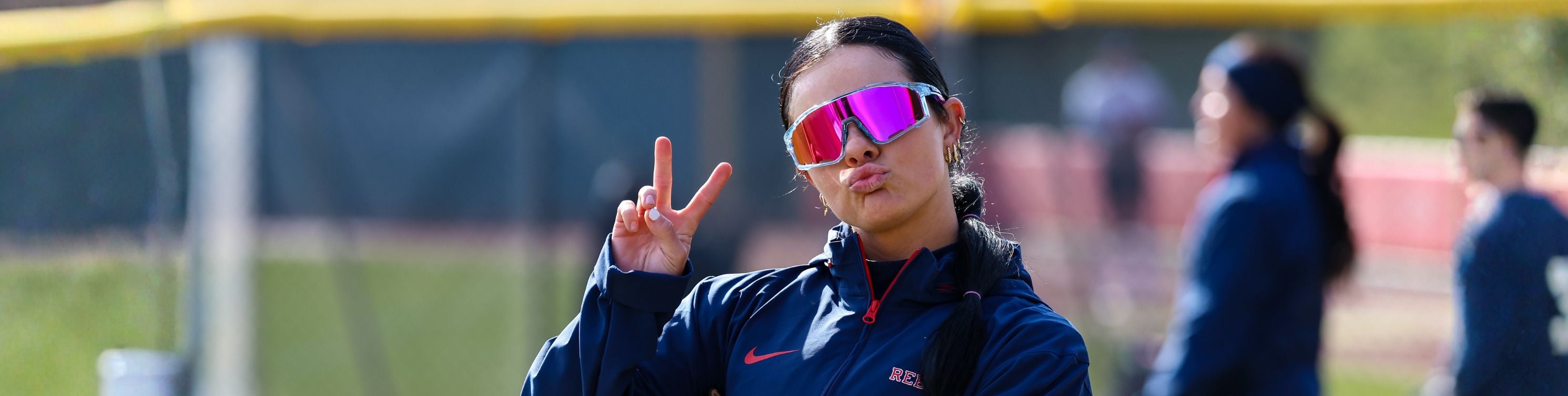 Taylor Strain of Ole Miss softball wearing Solaro Shades sports sunglasses for softball. Designed by women. 