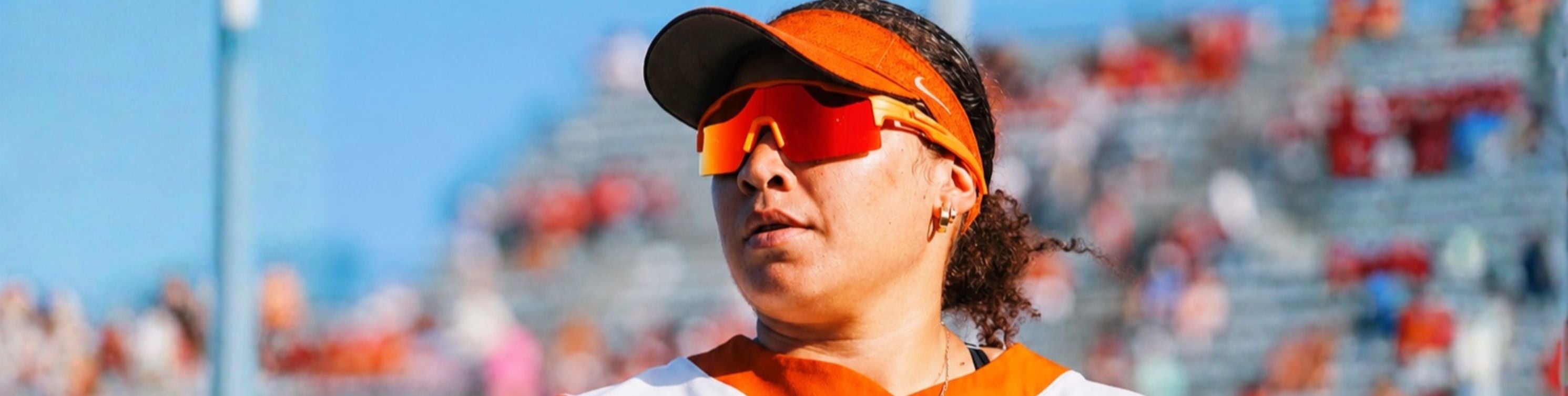 Katie Stewart of The University of Texas wearing Solaro Shades softball sunglasses