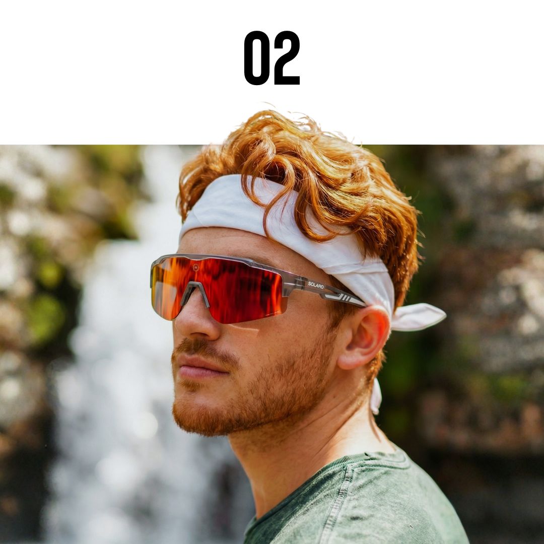 Athlete wearing Solaro Shades running sunglasses. 