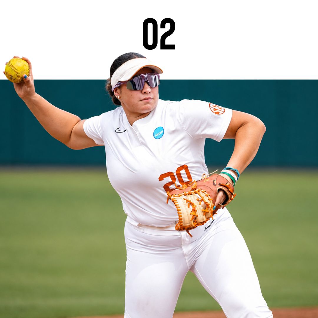 Katie Stewart of Texas softball wearing Solaro Shades softball sunglasses for the Texas Longhorns.