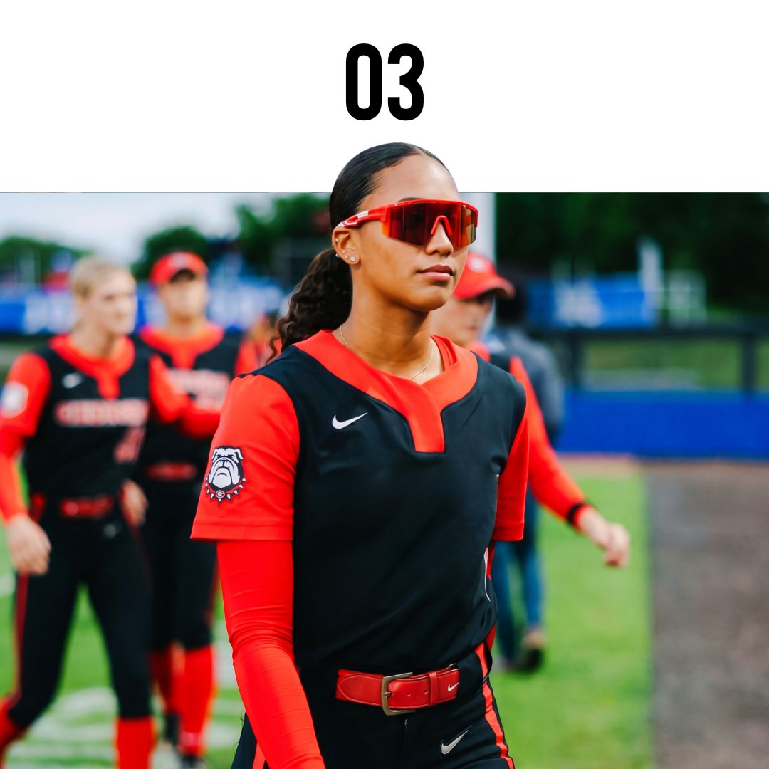 Goergia Softball athlete wearing Solaro Shades softball sunglasses