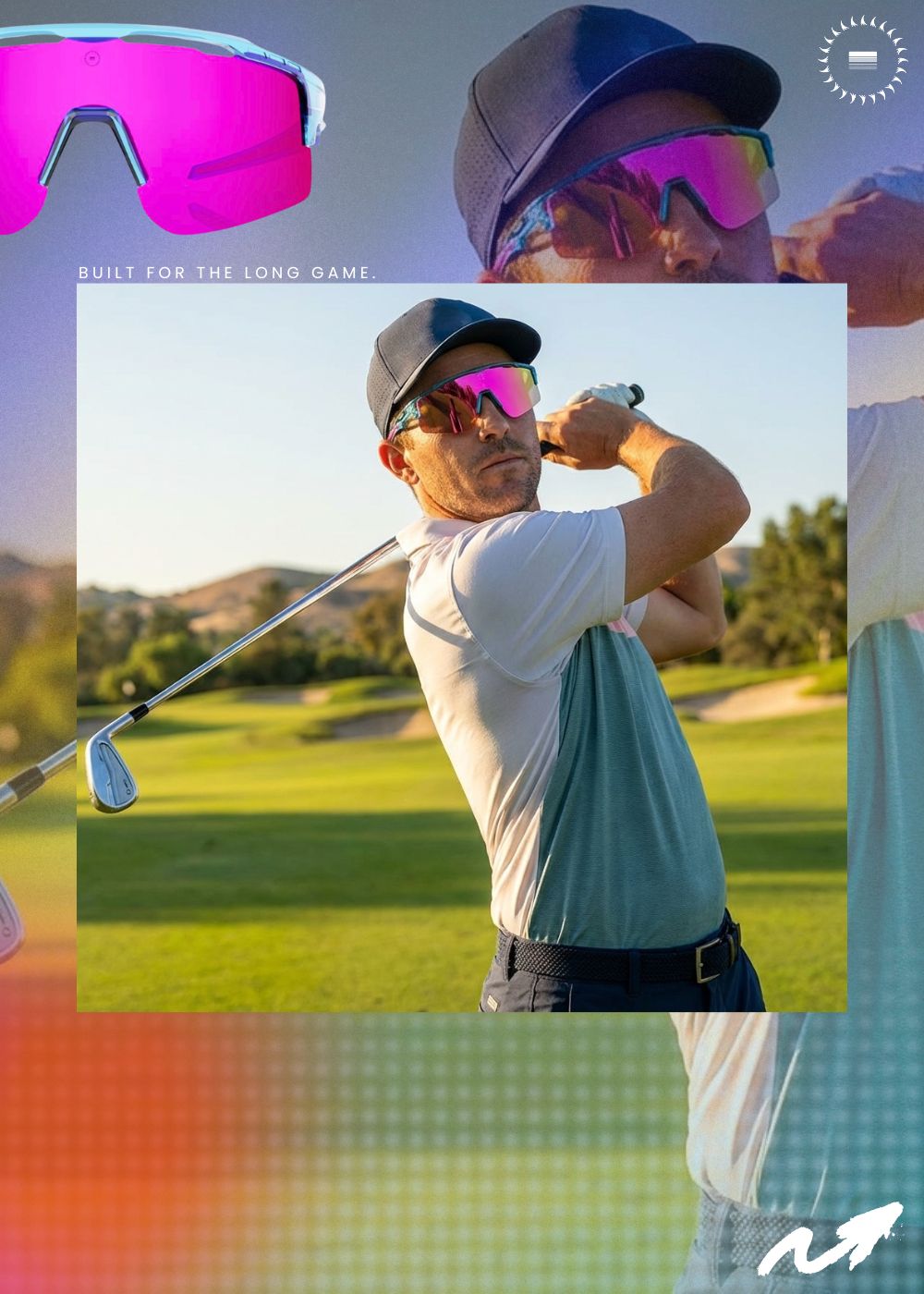 Golfer wearing solaro sports sunglasses for golf, baseball and more. 