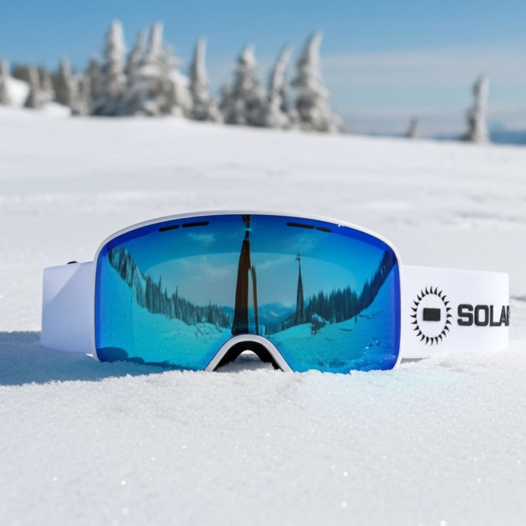 Solaro Shades ski goggles. Top rated Snow goggles with an interchangable lens for skiing at all times of day. Best snow goggles of 2025.