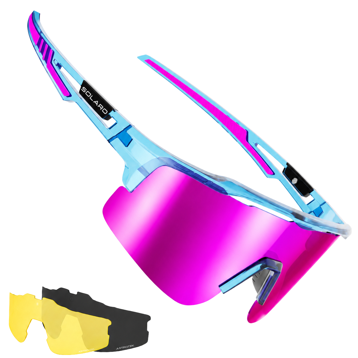 Pink and blue Cotton Candy Solaro Shades baseball and softball sunglasses. 