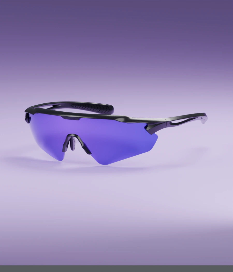 Nova sunglasses facing left in a pastel studio
